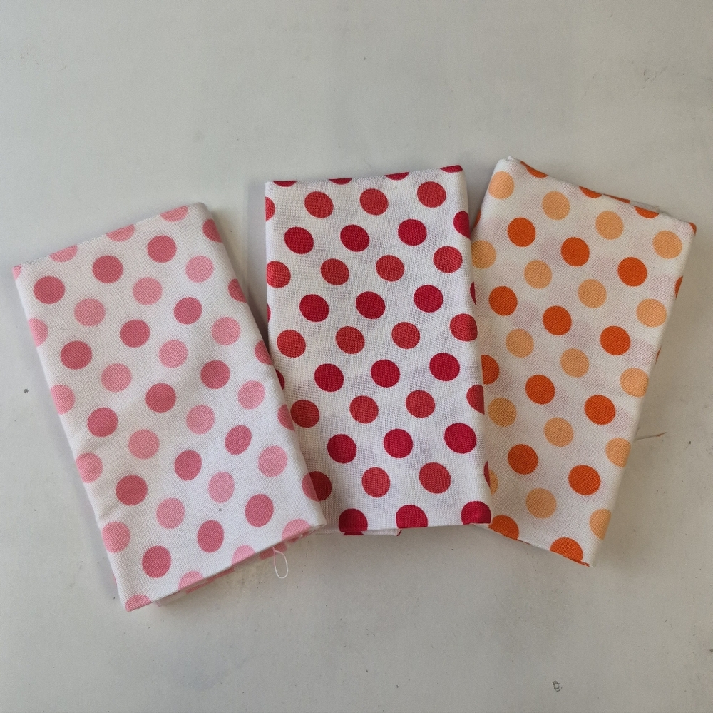 3‑Piece Polka Dot Fabric Bundle 18x21 Quilting